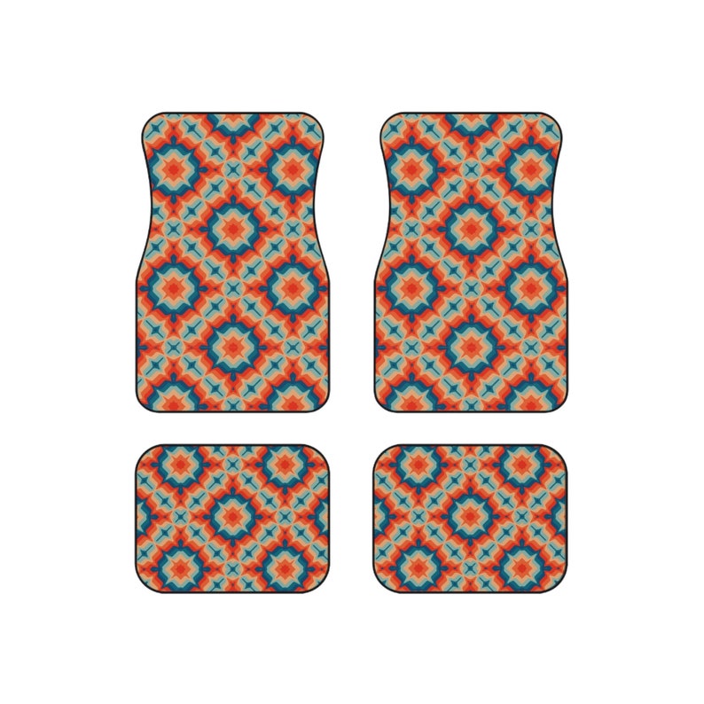 Groovy Retro Car Mats, Geometric Floormats for Vehicle,Retro Floor Mats for Car,1970s Car Decorations,70s Car Accessories for Women