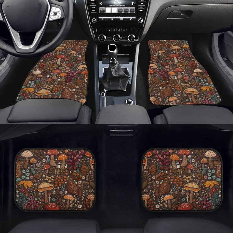 Mushroom Car Floor Mats, Car Mats Aesthetics, Car Floor Mats For Women, Floor Mats For Car, Boho Car Mats, Car Accessories For Women Boho