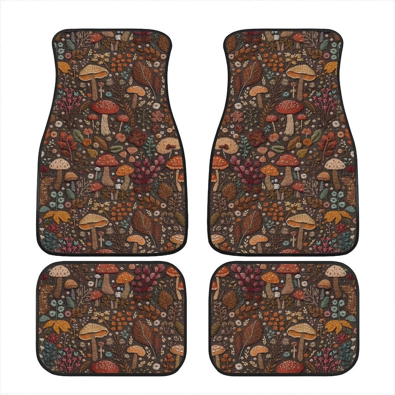 Mushroom Car Floor Mats, Car Mats Aesthetics, Car Floor Mats For Women, Floor Mats For Car, Boho Car Mats, Car Accessories For Women Boho
