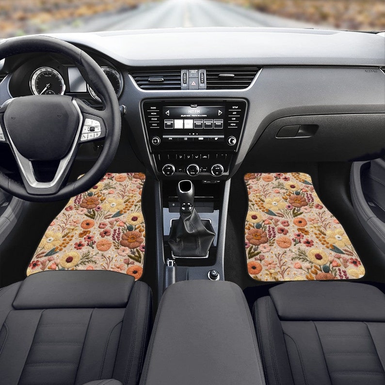 Summer Wildflowers Car Floor Mats, Car Mats Aesthetics, Car Floor Mats For Women, Floor Mats For Car, Boho Car Mats, Boho Car Accessories