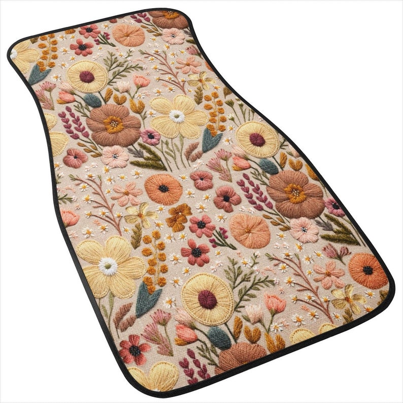 Summer Wildflowers Car Floor Mats, Car Mats Aesthetics, Car Floor Mats For Women, Floor Mats For Car, Boho Car Mats, Boho Car Accessories
