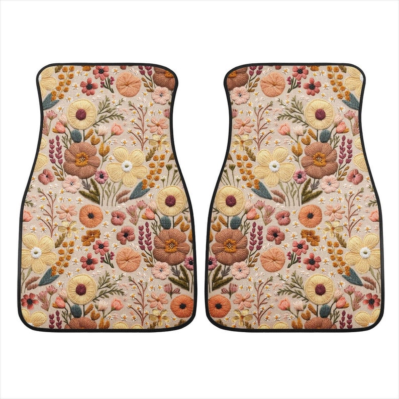Summer Wildflowers Car Floor Mats, Car Mats Aesthetics, Car Floor Mats For Women, Floor Mats For Car, Boho Car Mats, Boho Car Accessories