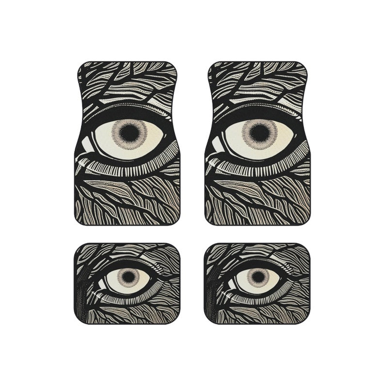 Car Mats Set of 4 Unique Third Eye Gothic Evil Eye Art Funky Designer Vehicle Suv Car Mats Fun Original Black White Mats New Car Gift