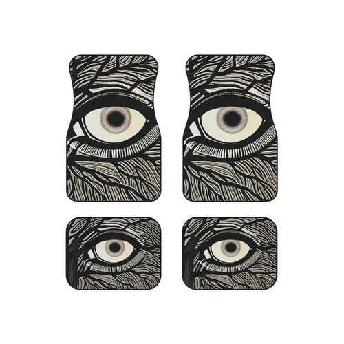 Car Mats Set of 4 Unique Third Eye Gothic Evil Eye Art Funky Designer Vehicle Suv Car Mats Fun Original Black White Mats New Car Gift