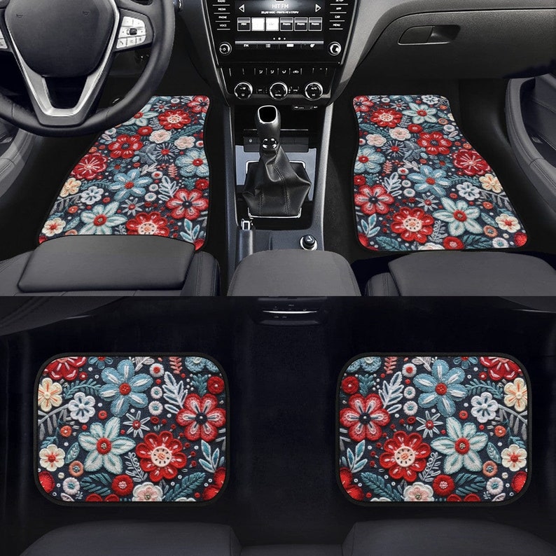 Floral Car Floor Mats, Car Mats Aesthetics, Car Floor Mats For Women, Floor Mats For Car, Boho Car Mats, Car Accessories For Women Boho