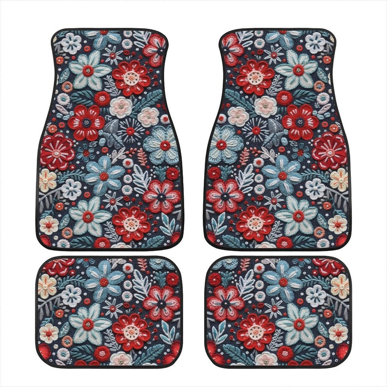 Floral Car Floor Mats, Car Mats Aesthetics, Car Floor Mats For Women, Floor Mats For Car, Boho Car Mats, Car Accessories For Women Boho