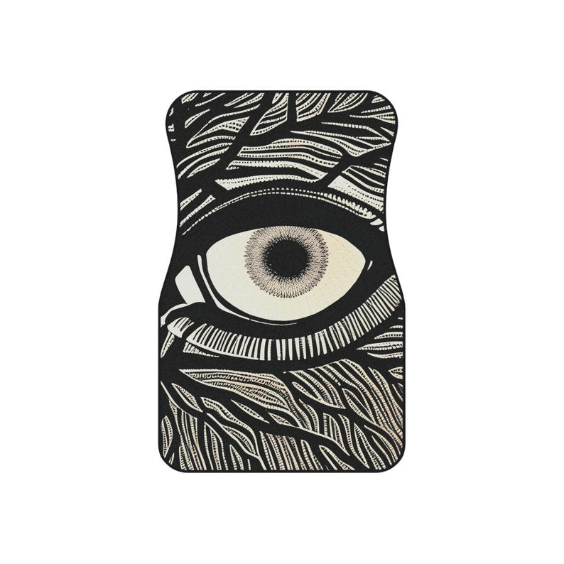 Car Mats Set of 4 Unique Third Eye Gothic Evil Eye Art Funky Designer Vehicle Suv Car Mats Fun Original Black White Mats New Car Gift