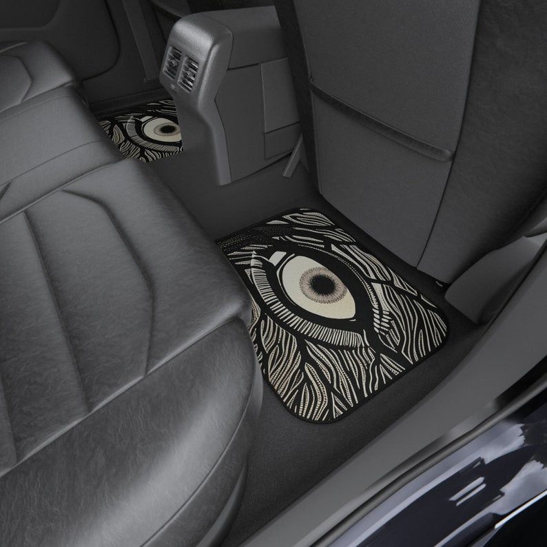 Car Mats Set of 4 Unique Third Eye Gothic Evil Eye Art Funky Designer Vehicle Suv Car Mats Fun Original Black White Mats New Car Gift