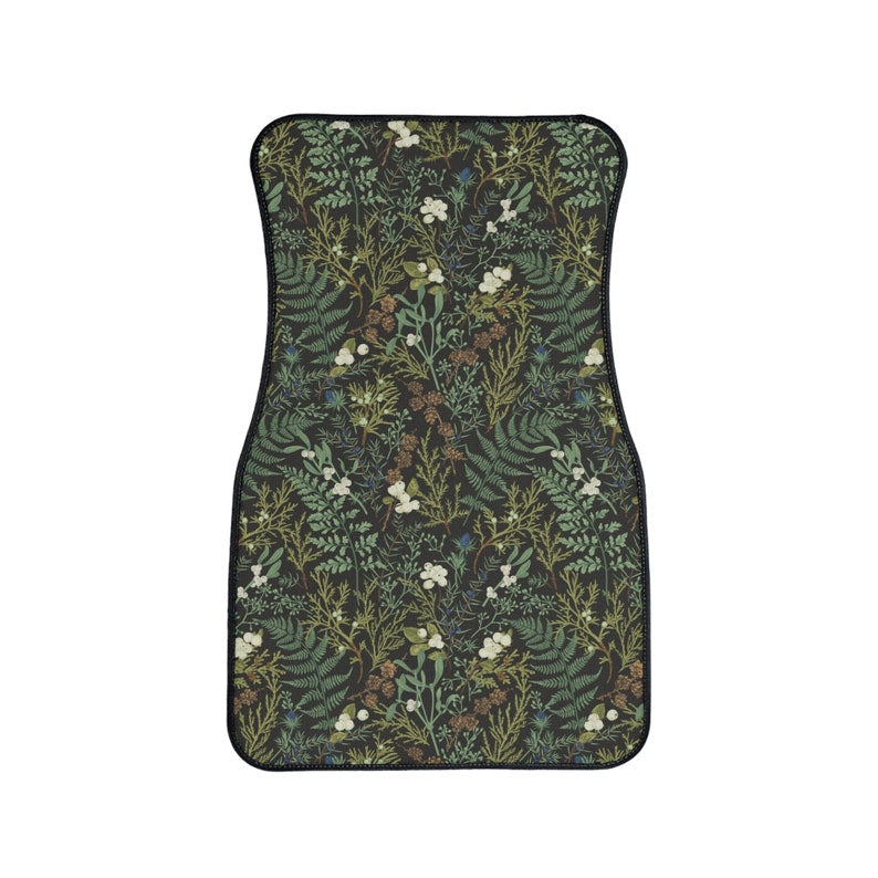 Green Wildflower Car Floor Mats, Cottagecore Gen Z Car Accessories, Boho Cute Car Decor for Women