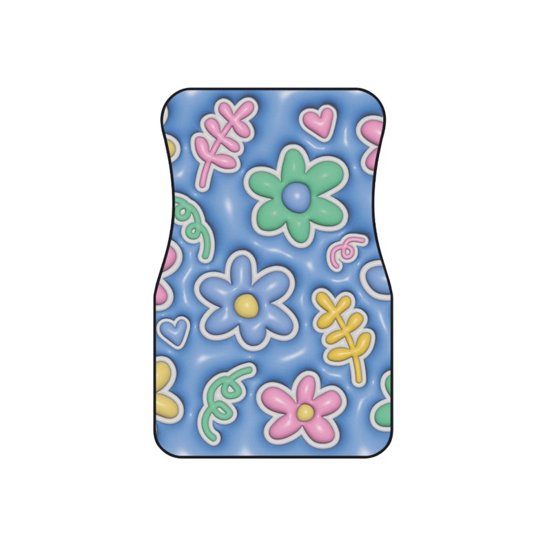 Upgrade Your Car's Interior with 3D Effect Floral Car Floor Mats - Set of 4 for Style and Protection