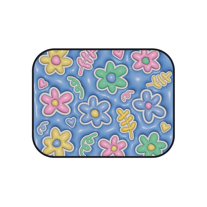 Upgrade Your Car's Interior with 3D Effect Floral Car Floor Mats - Set of 4 for Style and Protection