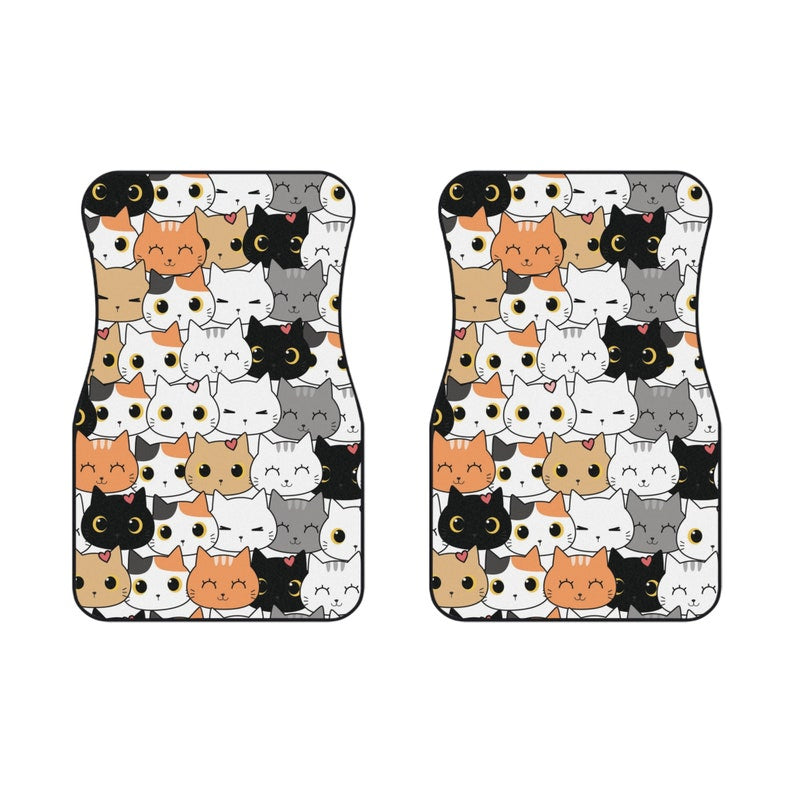 Set of 2 Cute Cats Car Floor Mats Veterinarian Gift For Cat Lovers Car Mats For Women Cat Mom Gift For Daughter Cute Car Accessories
