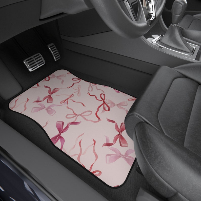 Set of 2 Pink Coquette Floor Mats Car Floor Mats Cute Car Accessories For Women Bow Car Accessories Hippie Gift For Her Interior Car Decor