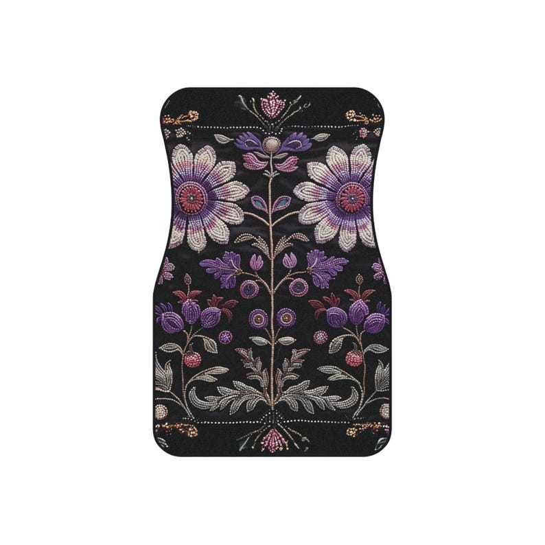 Set of 2 Faux Embroidered Flowers Floor Mats Car Floor Mats Cute Car Accessories For Women Boho Car accessories Hippie Gift For Her