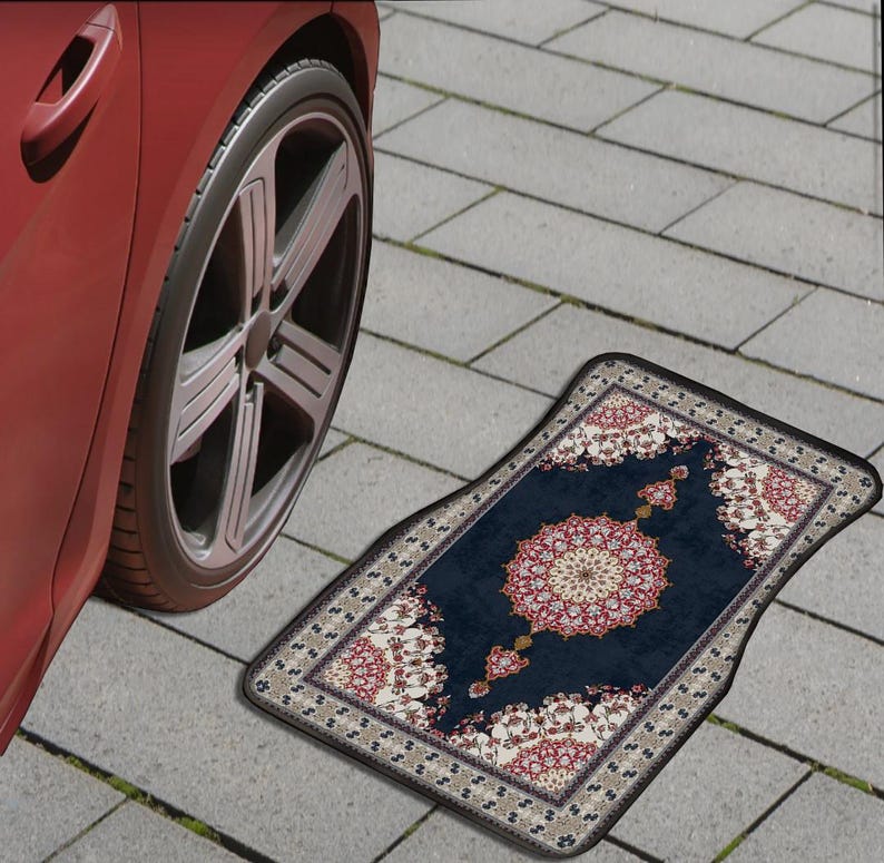 Persian Rug Pattern Blue Car Floor Mats
