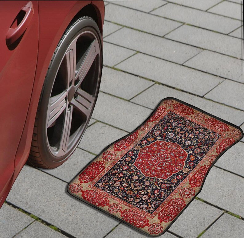 Persian Rug Pattern  Red Car Floor Mats
