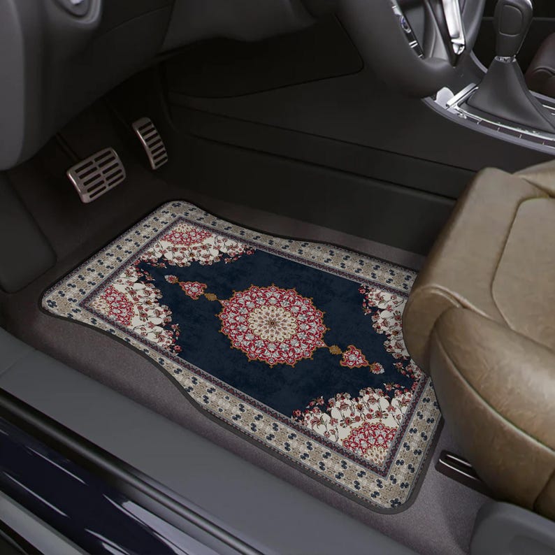 Persian Rug Pattern Blue Car Floor Mats