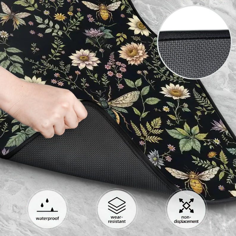 Green Wildflower Car Floor Mats, Witchy Cottagecore Vehicle Accessories, Gothic Fantasy Cute Car Decor for Women