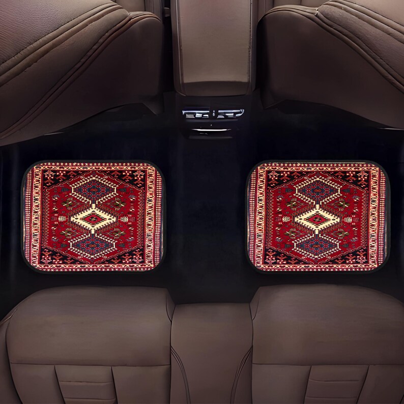 Red Persian Rug Pattern Car Floor Mats: Universal Fit