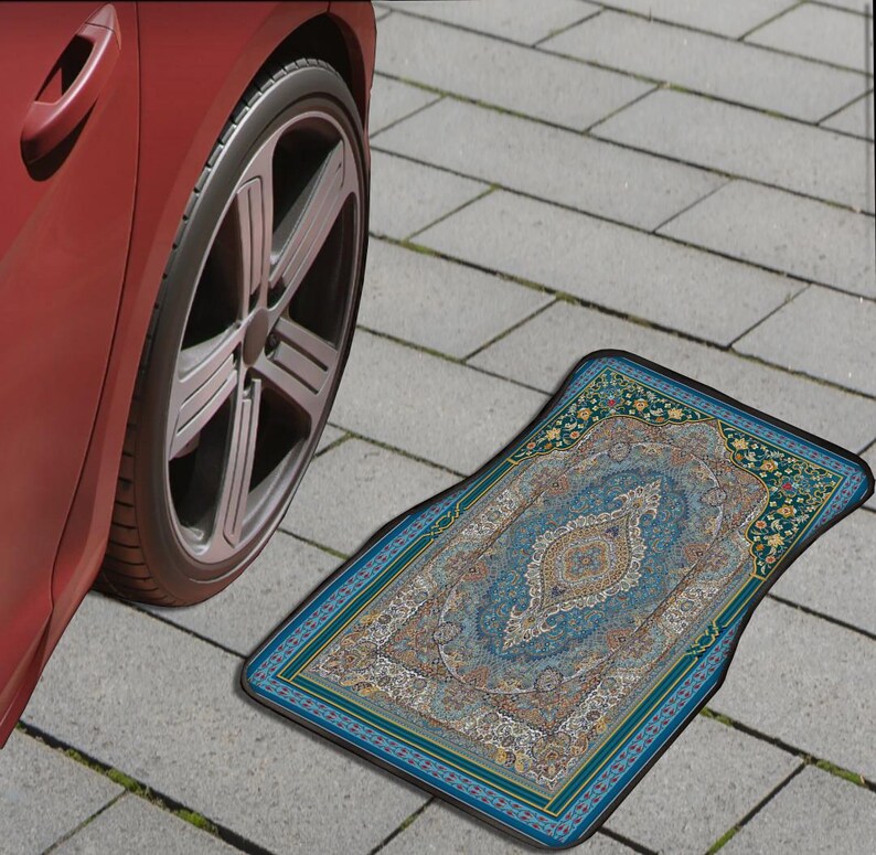 Blue Persian Rug Pattern Car Floor Mats: Universal Fit