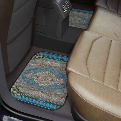 Blue Persian Rug Pattern Car Floor Mats: Universal Fit