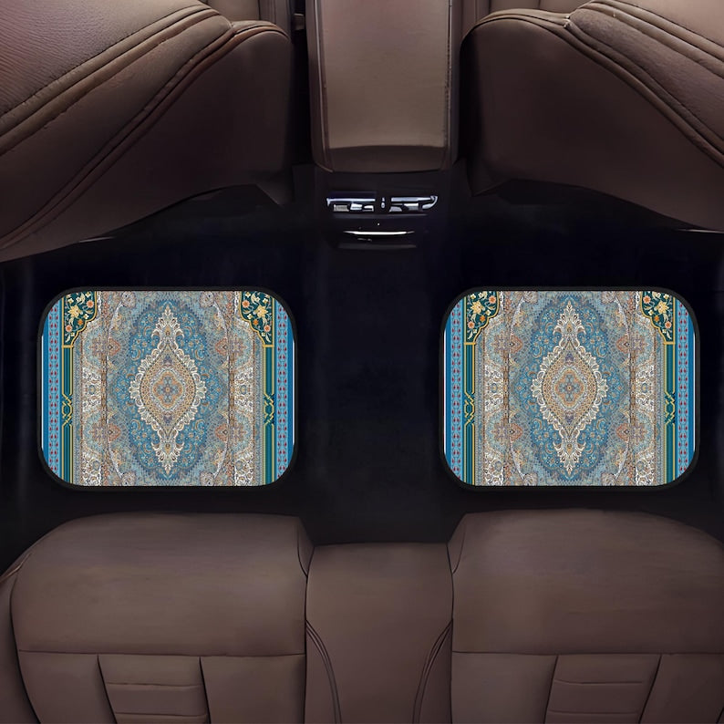 Blue Persian Rug Pattern Car Floor Mats: Universal Fit