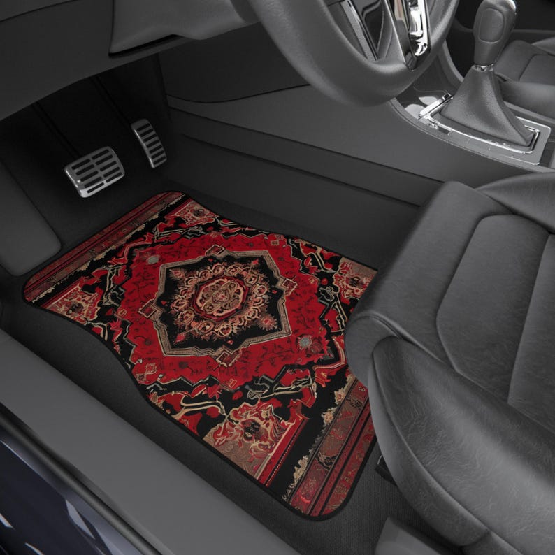 Persian-Inspired Car Mats - Set of 4 - Custom Car Mats With Non-Slipping Backing - Luxury Car Mats - Elegant Car Mats for Men and Women