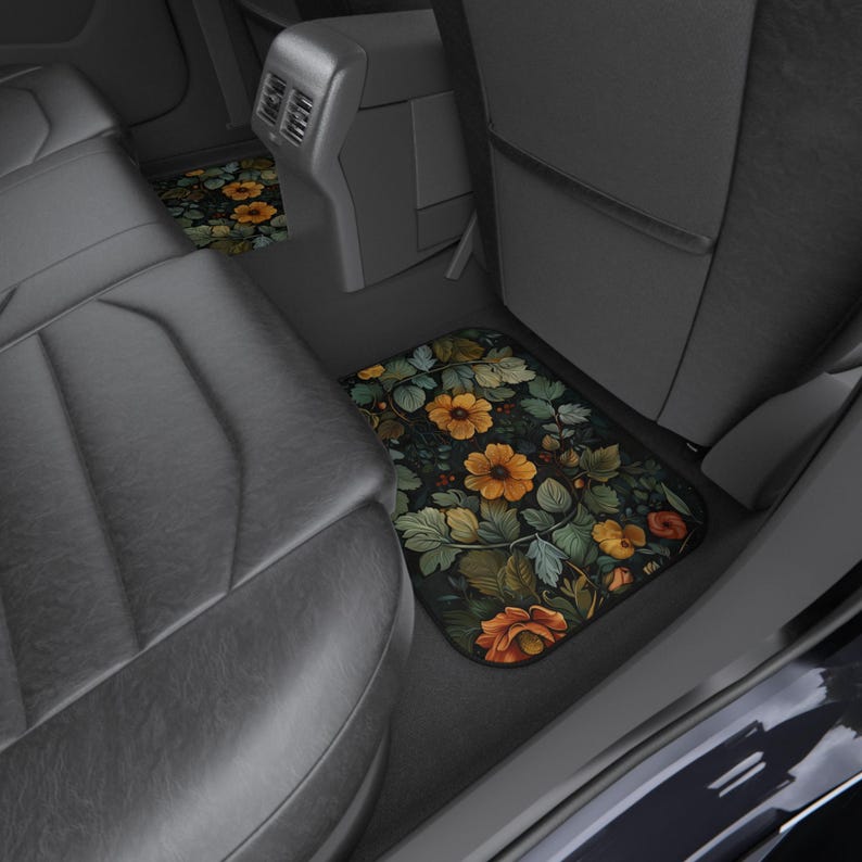 Old World Style Cottagecore Floral Car Mats Set | Vintage Botanical Design, Auto Accessories, Gift for Car Lovers, Car Interior