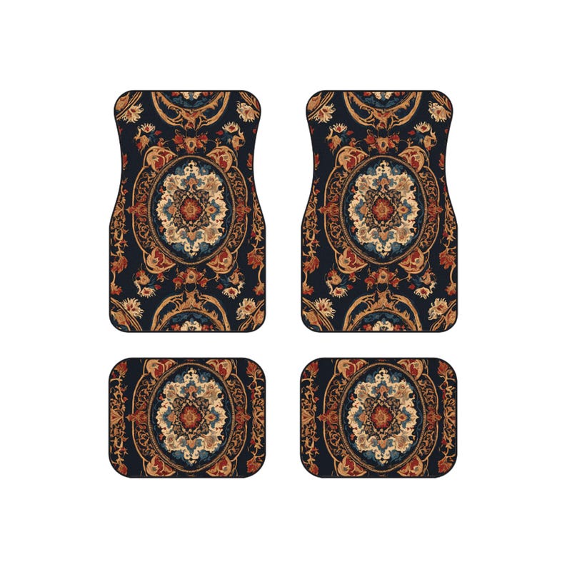 Colorful Persian-Inspired Car Mats - Set of 4 - Custom Car Mats With Non-Slipping Backing - Luxury Car Mats - Elegant Car Mats - Car Gift
