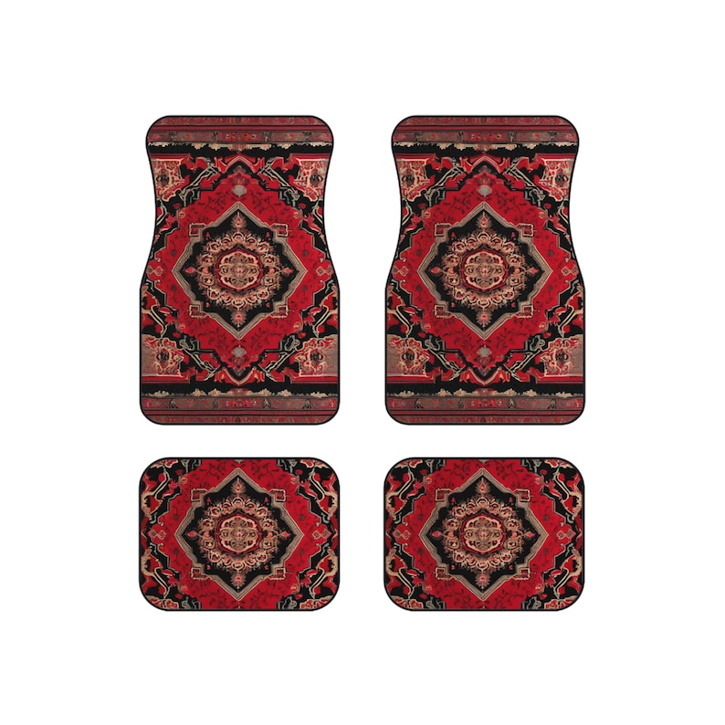 Persian-Inspired Car Mats - Set of 4 - Custom Car Mats With Non-Slipping Backing - Luxury Car Mats - Elegant Car Mats for Men and Women