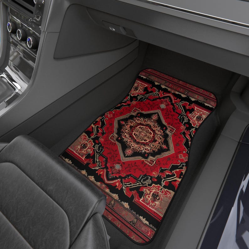 Persian-Inspired Car Mats - Set of 4 - Custom Car Mats With Non-Slipping Backing - Luxury Car Mats - Elegant Car Mats for Men and Women