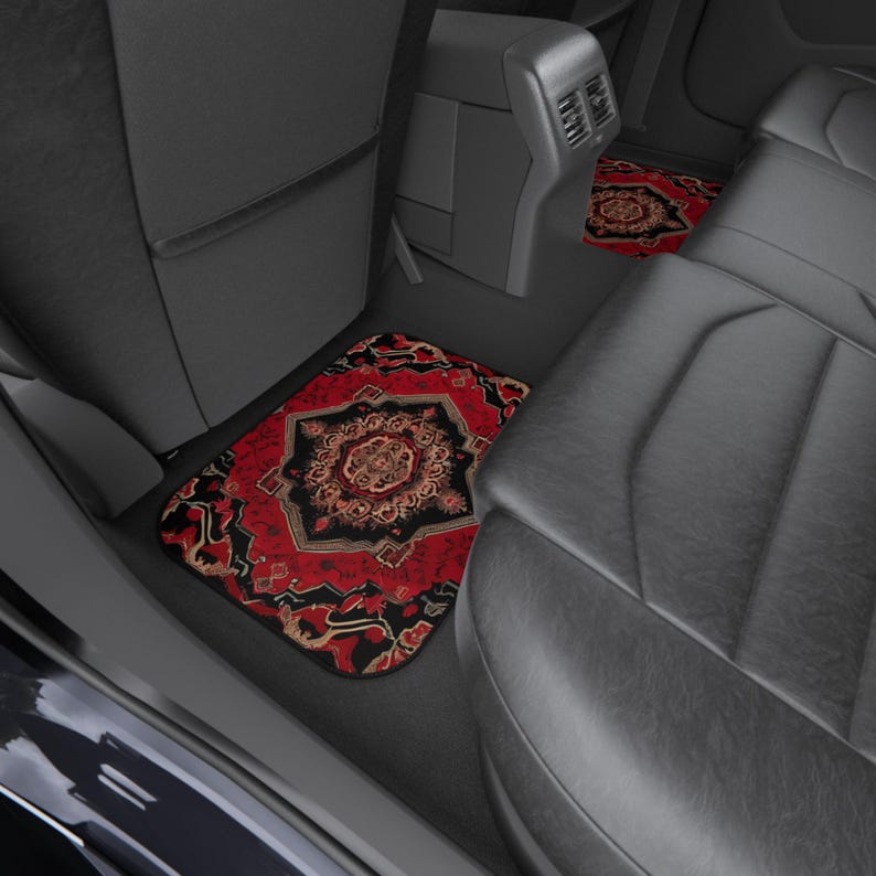 Persian-Inspired Car Mats - Set of 4 - Custom Car Mats With Non-Slipping Backing - Luxury Car Mats - Elegant Car Mats for Men and Women