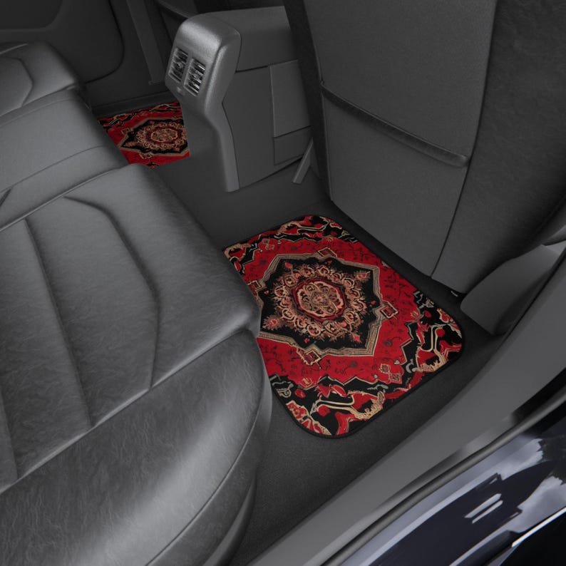 Persian-Inspired Car Mats - Set of 4 - Custom Car Mats With Non-Slipping Backing - Luxury Car Mats - Elegant Car Mats for Men and Women