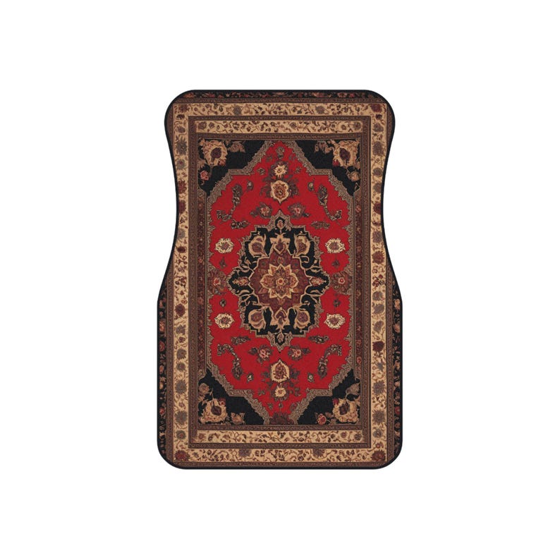 Red Persian-Inspired Car Mats - Set of 4 - Custom Car Mats With Non-Slipping Backing - Luxury Car Mats - Elegant Car Mats - Car Gift
