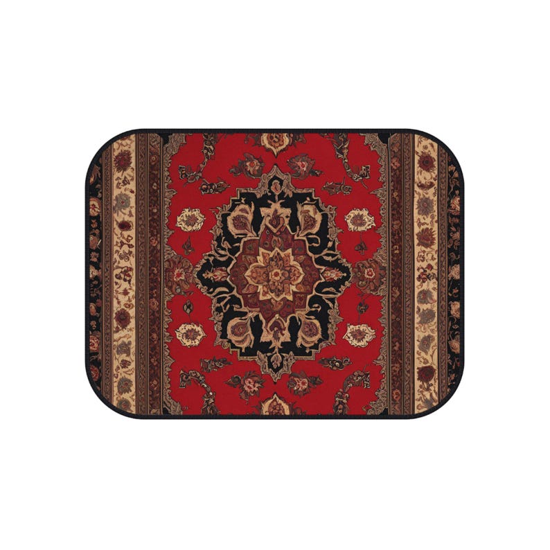 Red Persian-Inspired Car Mats - Set of 4 - Custom Car Mats With Non-Slipping Backing - Luxury Car Mats - Elegant Car Mats - Car Gift