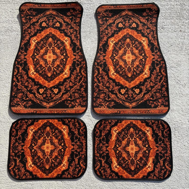 Colorful  Persian-Inspired Car Mats - Set of 4 - Custom Car Mats With Non-Slipping Backing - Luxury Car Mats - Elegant Car Mats, Car Gifts