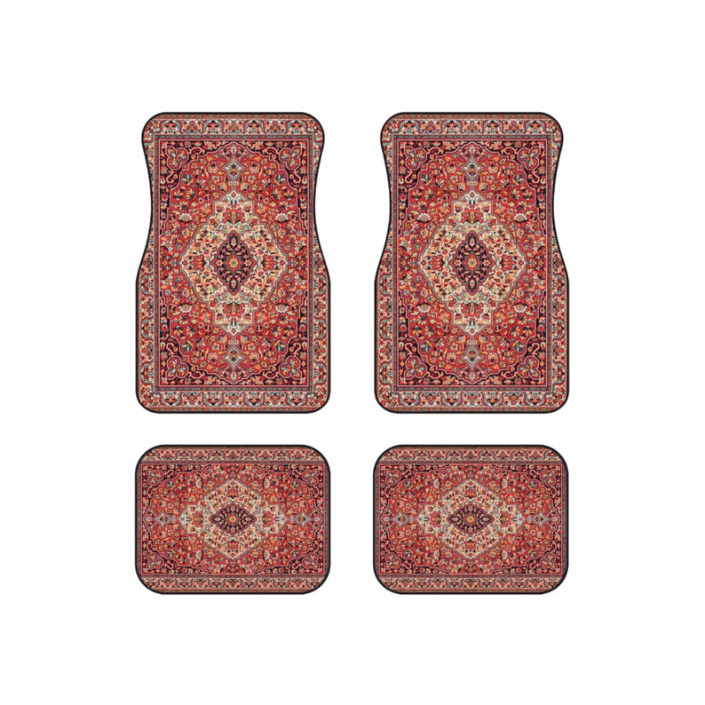 Persian Rug Car Floor Mats  Custom Oriental Car Mats for Stylish Interior Boho Aesthetic Car Accessories Unique Car Decor Car Mats Set of 4