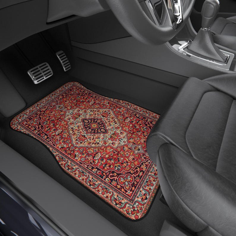 Persian Rug Car Floor Mats  Custom Oriental Car Mats for Stylish Interior Boho Aesthetic Car Accessories Unique Car Decor Car Mats Set of 4