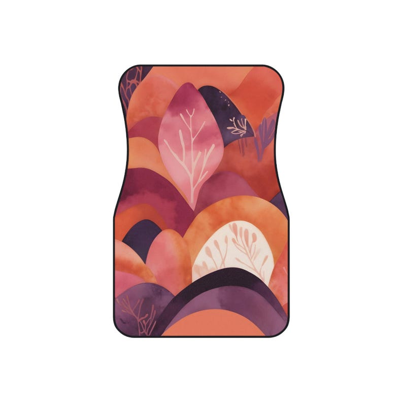 Floral Vehicle Decor Car Mats Set – Boho Pink Floor Mats for All Seasons | Gift for Car Lovers | Durable & Stylish