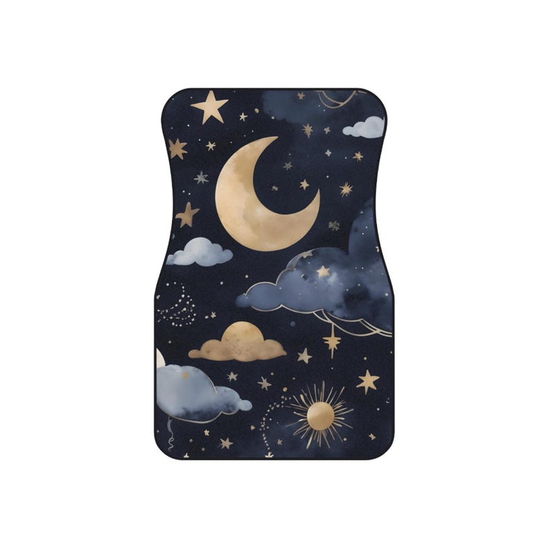 Dreamy Night Sky Car Mats - Set of 4, Celestial Auto Accessories, Car Decor for Astrology Lovers, Moon and Stars Theme