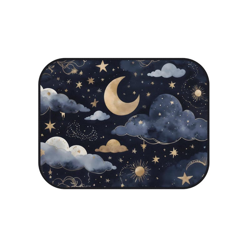 Dreamy Night Sky Car Mats - Set of 4, Celestial Auto Accessories, Car Decor for Astrology Lovers, Moon and Stars Theme