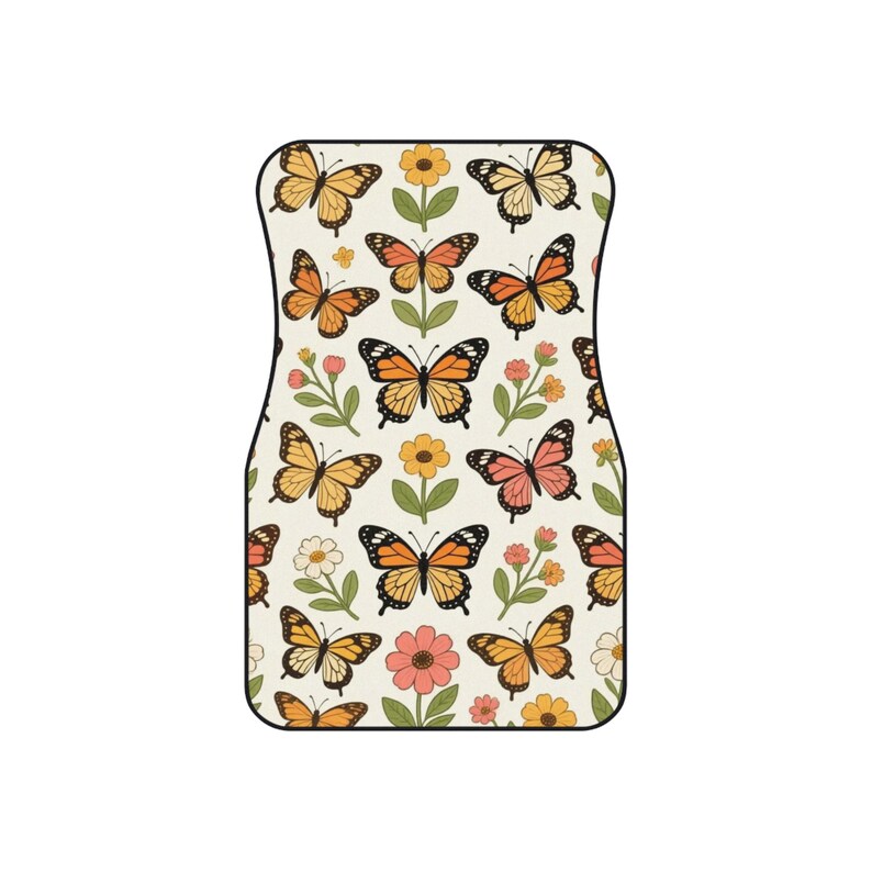 Butterfly Garden Car Mats Set, Floral Car Floor Mats, Custom Auto Accessories, Spring Decor, Gift for Nature Lovers