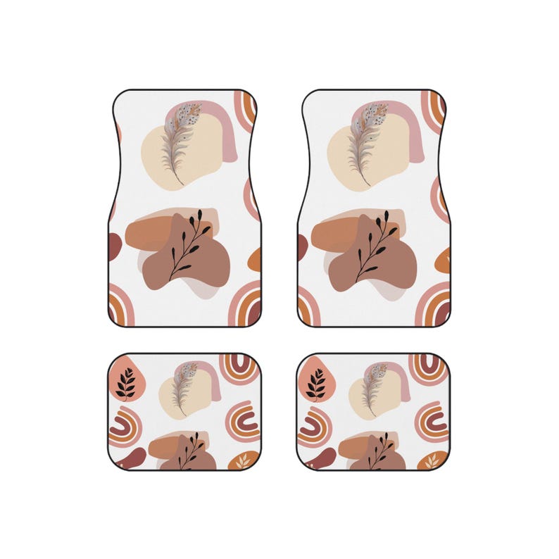 Stylish Floral Car Mats - Set of 4, Boho Car Floor Mats, Unique Auto Accessories, Gift for New Car Owners, Home Decor, Car Interior