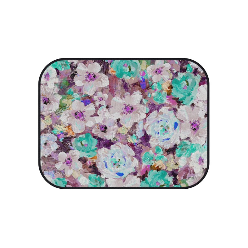 Floral Car Mats Set, Flower Print Floor Mats, Boho Car Accessories, Beautiful Interior Decor, Unique Gifts for Car Lovers