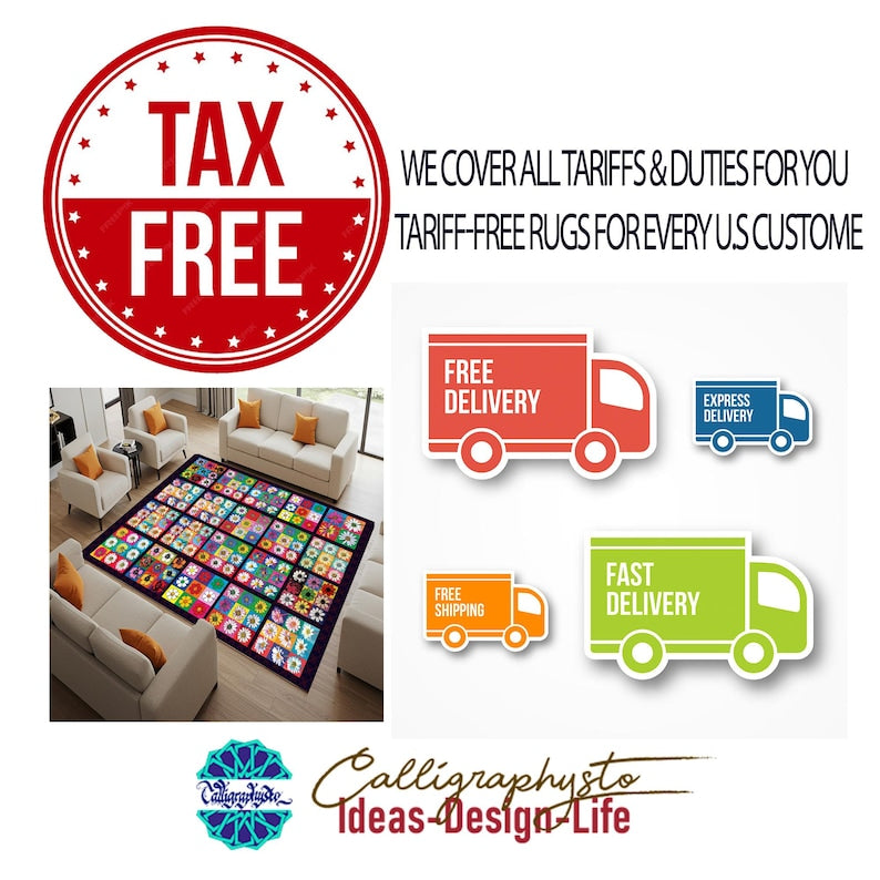 Savannah Car Mat, Afrocentric Non-Slip Rug, Safari Ethnic Floor Art Set of 4