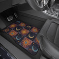 Celestial Car Mats: Sun and Moon Boho Auto Decor - Set of 4