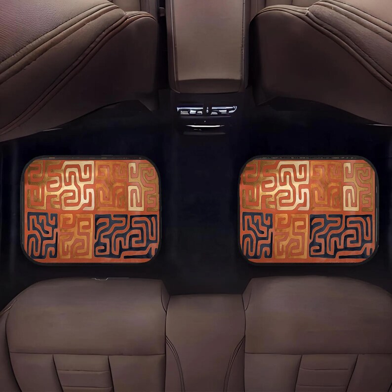 Savannah Car Mat, Afrocentric Non-Slip Rug, Safari Ethnic Floor Art Set of 4