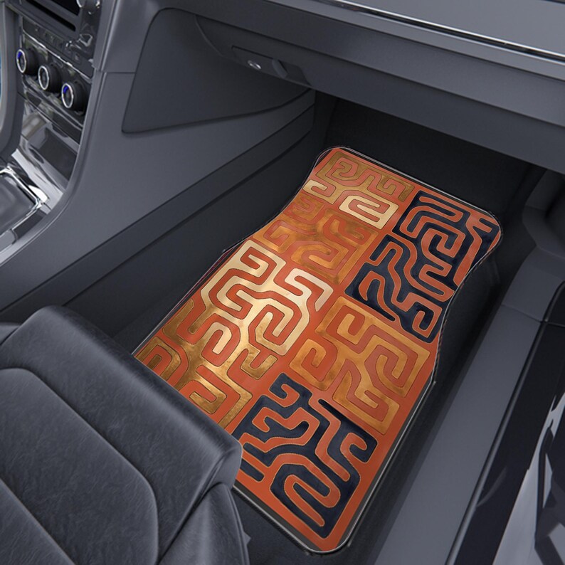 Savannah Car Mat, Afrocentric Non-Slip Rug, Safari Ethnic Floor Art Set of 4