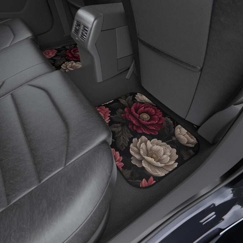 Floral Automotive Floor Mats Set – Elegant Flowered Car Accessories | Perfect Gift for Her | Stylish Home Decor Upgrade