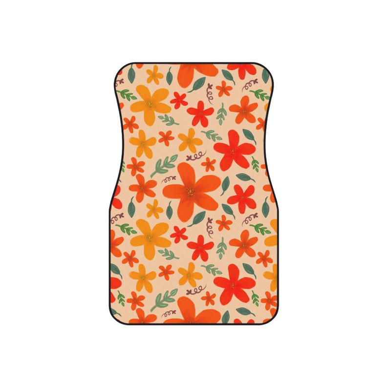 Vibrant Floral Car Mats - Set of 4, Auto Accessories, Flower Design, Boho Car Decor, Gift for Vehicle Enthusiasts